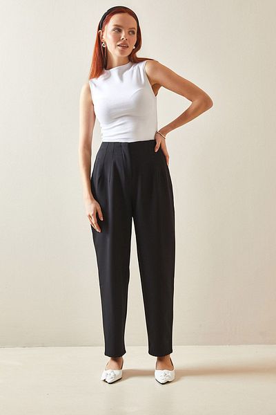 XHAN Black Clamp Stitching High Waist Pencil Pants 5YXK5-48172-02