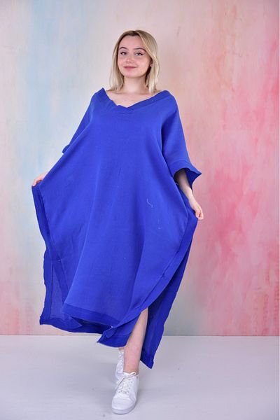 BUUFUU Casual Summer Seasonal Muslim Fabric Loose Poncho Below the Knee Long Tunic-Poncho