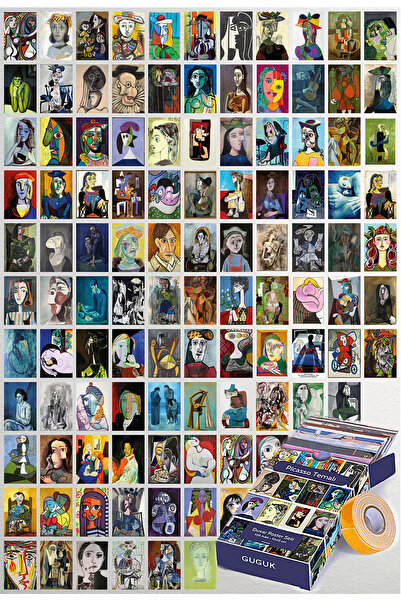 GUGUK Pablo Picasso Resimleri 108 Adet Poster Seti, Özel Tasarım Kutulu, Oda ...