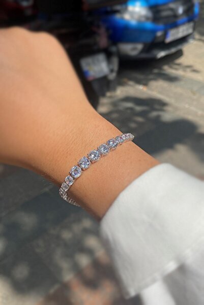 Erer Gümüş Gümüş Süzme Taşlı Su Yolu Bileklik Dy56e17