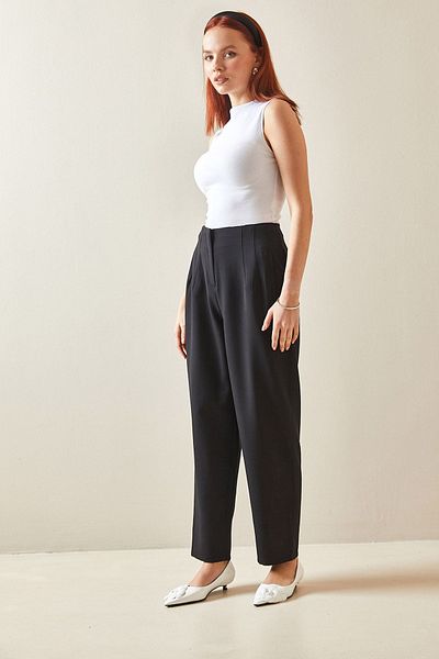 XHAN Black Clamp Stitching High Waist Pencil Pants 5YXK5-48172-02