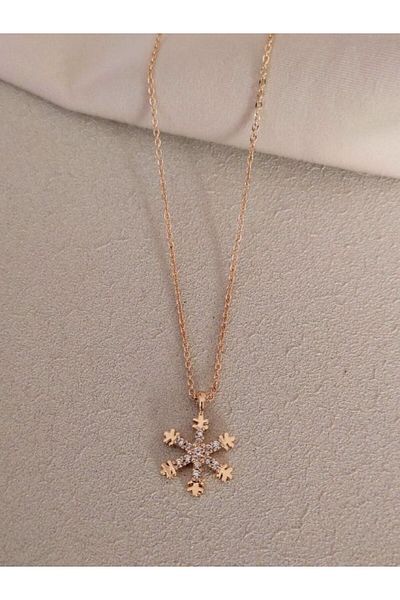 TÜKKAN ACCESSORİES Gold Snowflake Necklace - Kol167