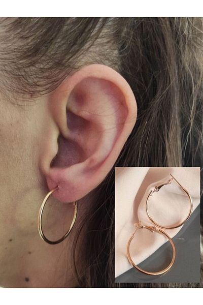 TÜKKAN ACCESSORİES GOLD FULL COVER 30 MM HOOP EARRING -0HK111