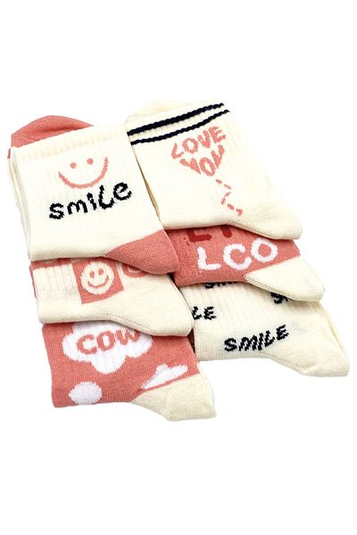 Çekmece Unisex 6-Piece Patterned College Socks New Season