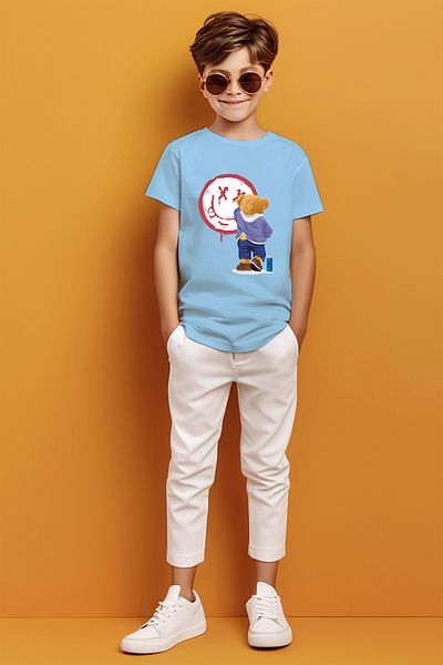 ADABEBEK Tricou pentru băieți cu imprimeu Teddy Bear Graffiti