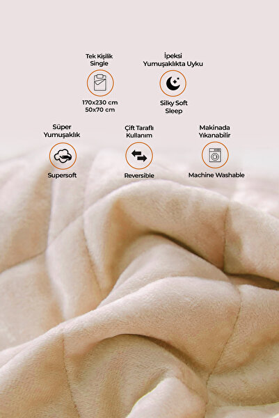 Evlen Home Collection Kapitone Kadife Yatak Örtüsü Seti Tek Kişilik Supersoft 2 Parça Yumuşak Elyaf Dolgulu Çeyizlik Bej