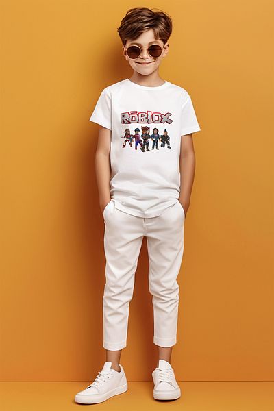 ADABEBEK Tricou pentru băieți cu tematică joc Roblox imprimat
