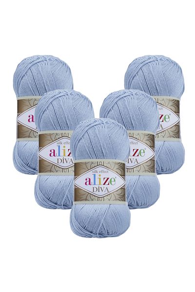 Alize Diva 5 τεμαχίων 350 Baby Blue πλεκτό νήμα