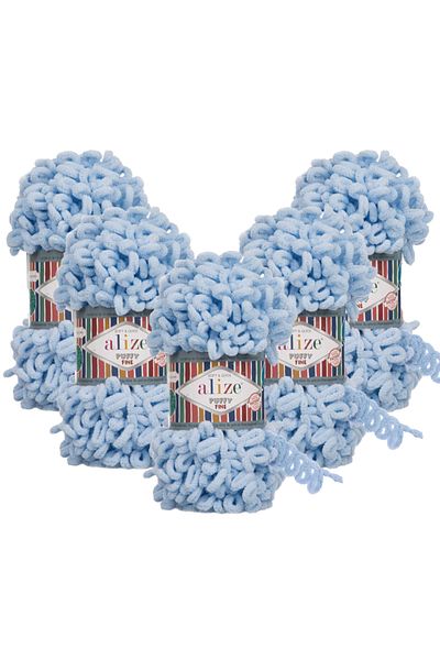 Alize Puffy Fine 5 τεμαχίων 218 Baby Blue πλεκτό νήμα