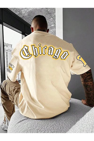 Black Sokak تي شيرت رجالي بيج كبير الحجم مطبوع من Chicago A11