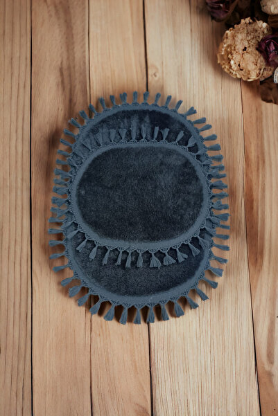 Altun Луксозна постелка за баня от 2 части, противокиселинна, с помпон и ресни, с гел, неплъзгаща се