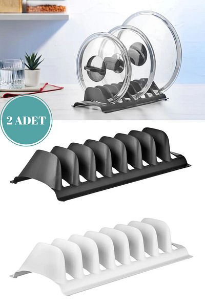 Rapt 2 Pieces Pot Lid and Plate Organizer - 7 Compartments Pot Lid Plate Organizer Lid Holder Rack