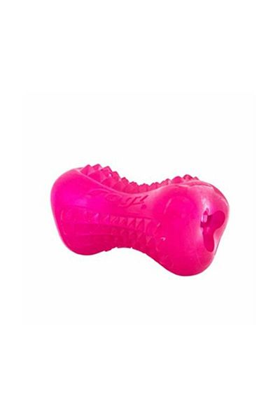 Rogz Toyz Yumz Treat - لعبة كلب بلاستيكية وردية، وظيفة العناية بالأسنان والمضغ، كبيرة 15 سم