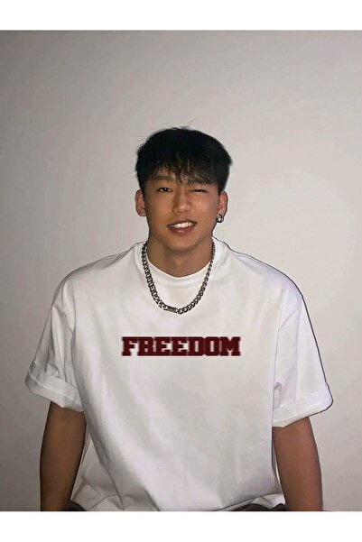 over head oh Tricou oversize cu imprimeu Freedom alb pentru bărbați