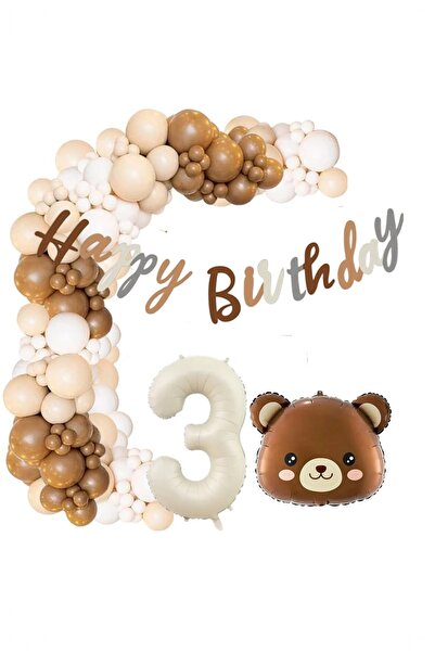 BİDOLUMUTLULUK Bear Foil Balloon Concept Birthday Celebration Party Entertain...