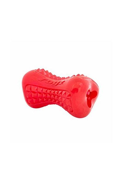 Rogz Toyz Yumz Treat لعبة كلب بلاستيكية حمراء - العناية بالأسنان والمضغ 8.8 سم