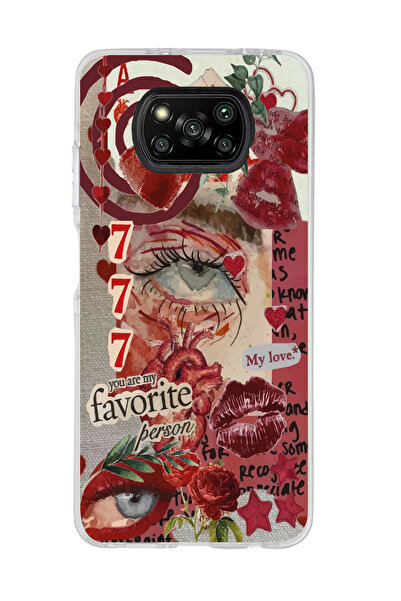 Magic Ring Poco X3 Pro / X3 NFC Uyumlu 777 Aesthetic Kolaj Tasarımlı Şeffaf Telefon Kılıfı