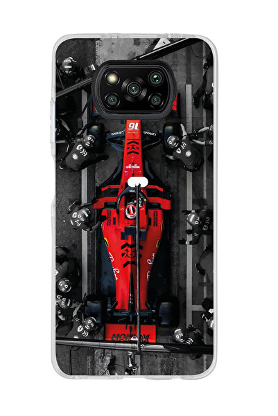 Magic Ring Poco X3 Pro / X3 NFC Uyumlu Formula 1 Tasarımlı Şeffaf Telefon Kılıfı