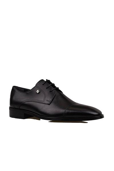 Fosco Black Lace-Up Genuine Leather Neolit Men's Classic Shoes