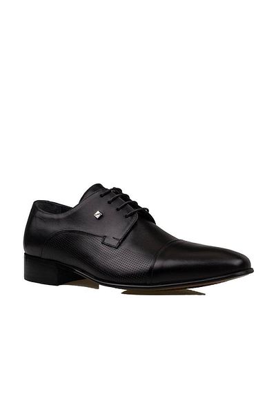 Fosco Black Genuine Leather Lace-Up Special Production Classic Shoes