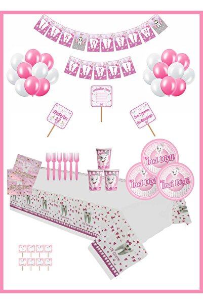 Doğumgünü Marketim Diş Buğdayı Parti Seti Kız 8 Kişilik.