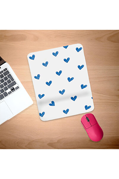 UcuruStore Minik Çizim Blue Hearts Mouse Pad cu suport pentru încheietura mâinii