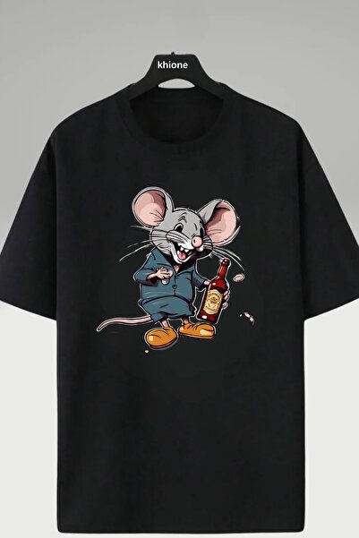 Khione Miš unisex dizajna Štampano Oversize kroj 100% pamuk T-shirt