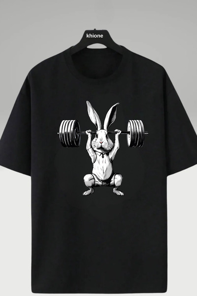 Khione Μπλουζάκι Unisex Design Rabbit Printed Oversize 100% βαμβάκι