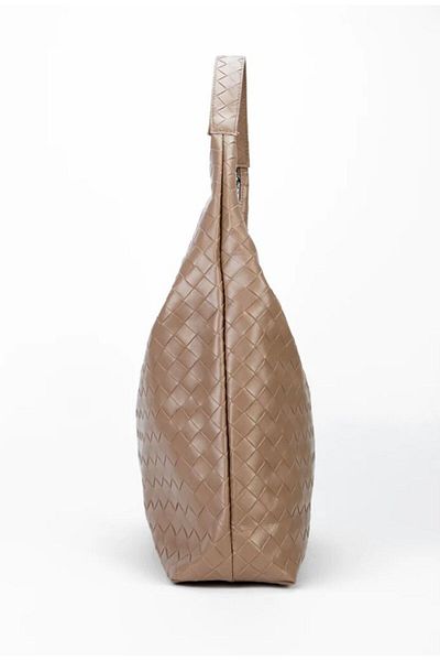 Mercan Stores Women's Mink Knit Patterned Large Faux Leather Women's Large Size Shoulder Bag