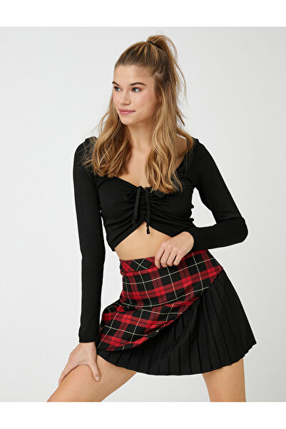 Koton Geraffter Crop-Strickpullover