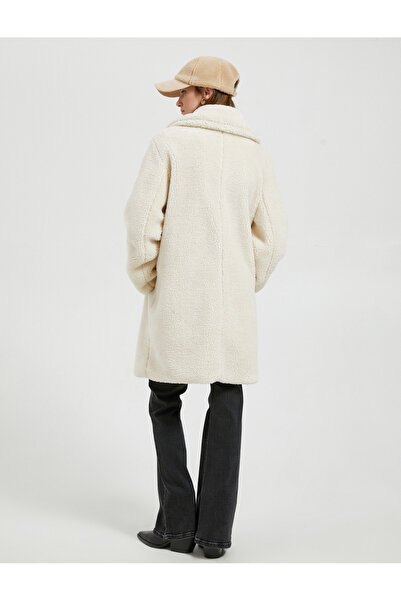 Koton Zweireihiger Mantel aus Plüsch mit Knopfleiste