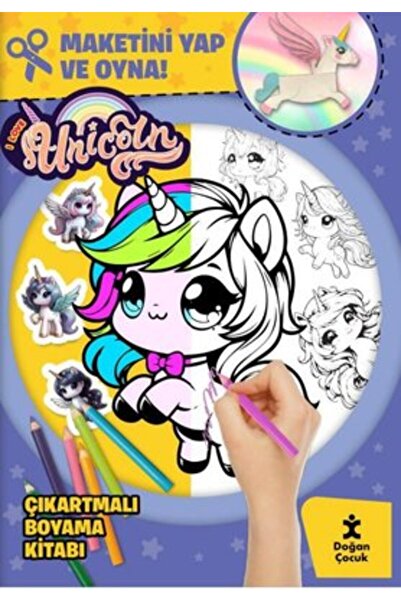 Doğan Çocuk I Love Unicorn Çıkartmalı Boyama Kitabı - Maketini Yap ve Oyna!