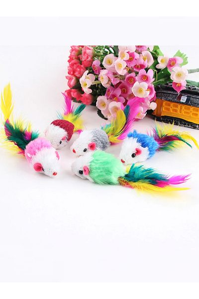 Petistera Colorful Rustling Mini Mouse Cat Toy 5 Cm - 4 Pieces