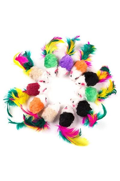 Petistera Colorful Rustling Mini Mouse Cat Toy 5 Cm - 4 Pieces