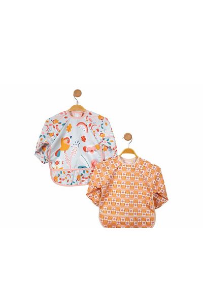 ENİA BABY ENiA BABY Bird Themed Waterproof Baby Bib with Sleeves for 6/24 Months