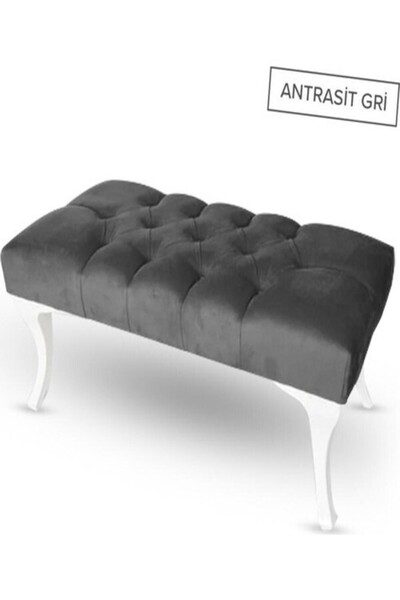 shamei store Hünkar Puf Bench Gri 90 Cm. 1. Sınıf Silinebilir Kumaş