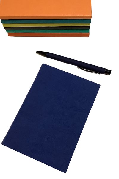 blume Acar Thermo Leather Flexible Cover 10.5*15 Cm 160 Page Checked Notebook Navy Blue