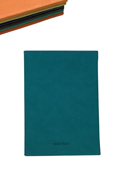blume Acar Thermo Leather Flexible Cover 10.5*15 Cm 160 Pages Checkered Notebook Turquoise
