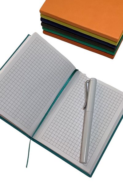 blume Acar Thermo Leather Flexible Cover 10.5*15 Cm 160 Pages Checkered Notebook Turquoise