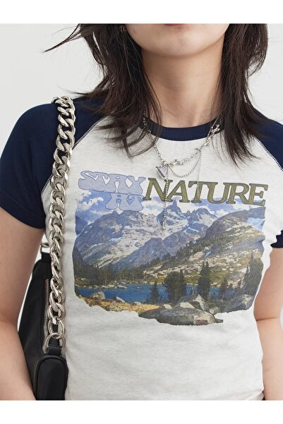 Köstebek Μπλουζάκι με μανίκια Navy Blue Raglan Back To Nature Grey Melange T-shirt