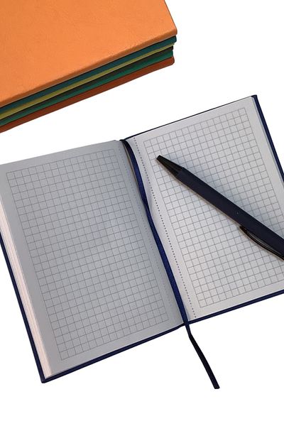blume Acar Thermo Leather Flexible Cover 10.5*15 Cm 160 Page Checked Notebook Navy Blue