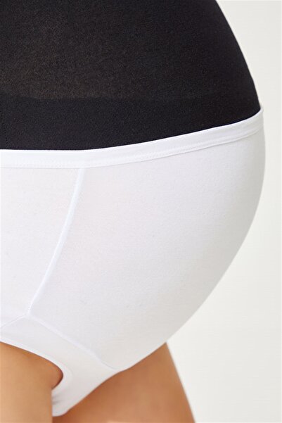 Cottonhill Beyaz Pamuklu Yüksek Bel Hamile Bikini Külot
