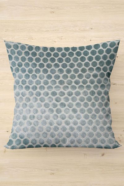 Melodie Velvet Throw Pillow Polka Dot Water Green 45x45