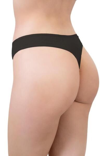 Cottonhill Kadın Pamuklu ve Likrali Fitilli Kaşkorse Tanga Külot 5'li Paket