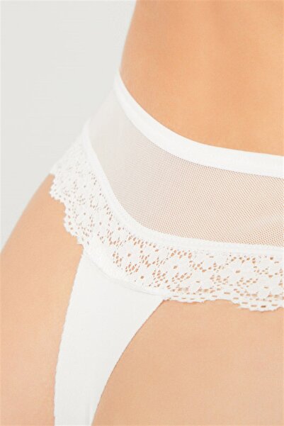 Cottonhill Tül Ve Dantel Detaylı Kadın Tanga 3'lü Paket Külot - 2