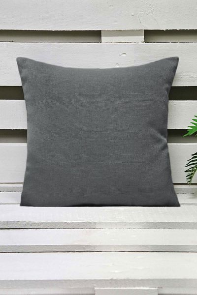 Melodie Linen Throw Pillow Cover Dark Gray 45x45 Cm