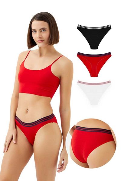 Cottonhill Sports Basic Βαμβακερά εσώρουχα μπικίνι 3 Πακέτο - 3