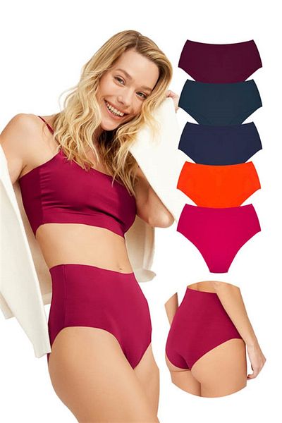 Cottonhill Ψηλόμεση Basic εσώρουχα μπικίνι κοπής με λέιζερ 5 πακέτο - 2