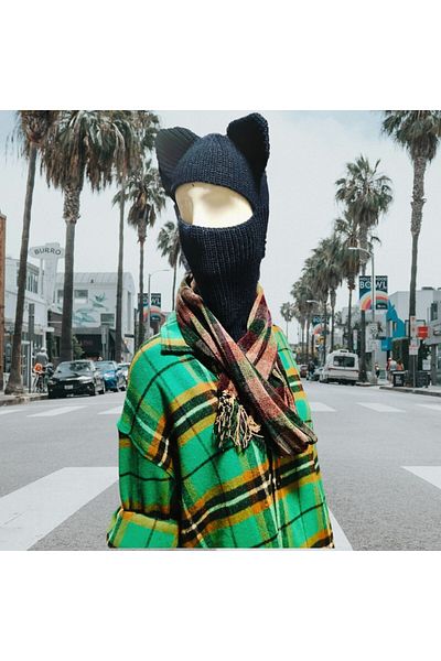 FG KONNİCHİWA قناع ثلج محبوك من BALAKLAVA ذو أذنين مع دب