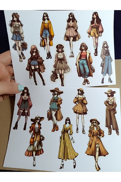 Pink Swan Craft Tam Boy Günlük Kıyafet Kadın Figürleri Etiket, Scrapbook, Bul...